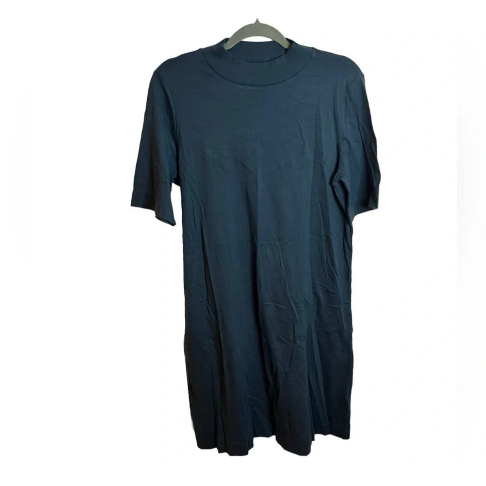 T.La Short-Sleeve Midi Dress in Deep Navy